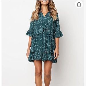 Green polka dot dress